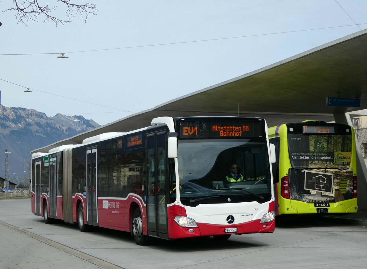 (247'503) - RTB Altsttten - Nr. 923/SG 482'219 - Mercedes (ex Wiener Linien, A-Wien Nr. 8731) am 21. Mrz 2023 beim Bahnhof Buchs