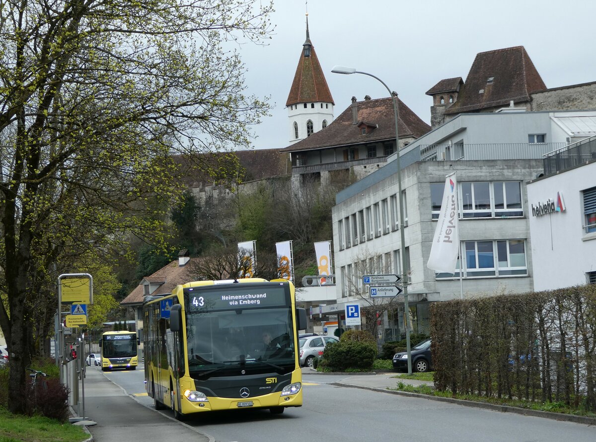 (247'994) - STI Thun - Nr. 502/BE 809'502 - Mercedes am 3. April 2023 in Thun, Spital (prov. Haltestelle fr Berntor)