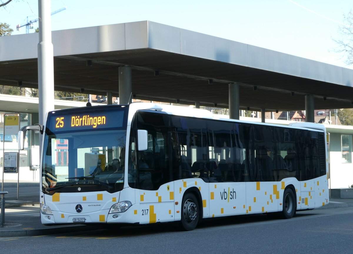 (248'053) - VBSH Schaffhausen - Nr. 217/SH 54'317 - Mercedes (ex SB Schaffhausen Nr. 17) am 6. April 2023 beim Bahnhof Schaffhausen 