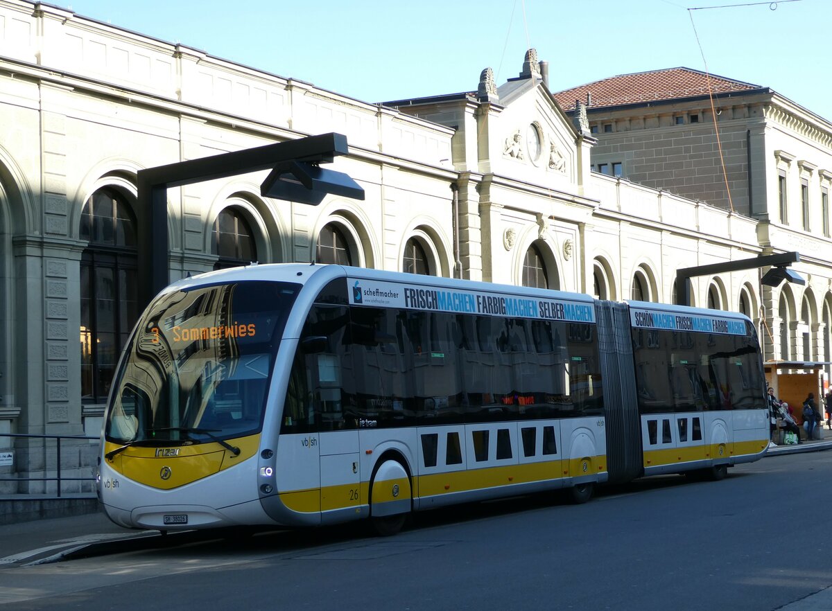 (248'059) - VBSH Schaffhausen - Nr. 26/SH 38'026 - Irizar am 6. April 2023 beim Bahnhof Schaffhausen