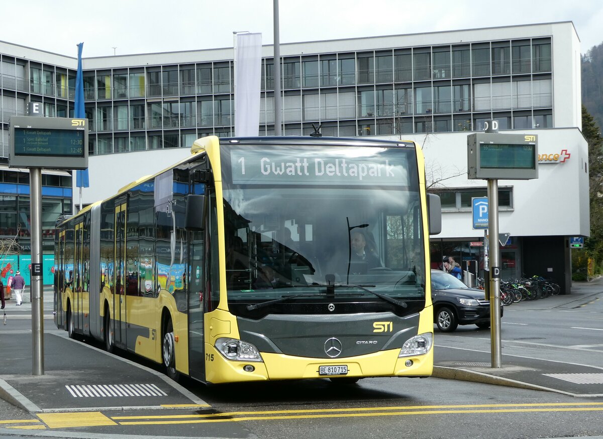 (248'152) - STI Thun - Nr. 715/BE 810'715 - Mercedes am 7. April 2023 beim Bahnhof Thun