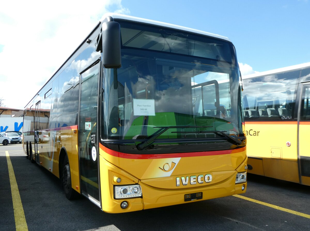 (248'178) - CarPostal Ouest - Iveco (ex Ballestraz, Grne; ex Vorfhrfahrzeug Iveco France) am 8. April 2023 in Kerzers, Interbus