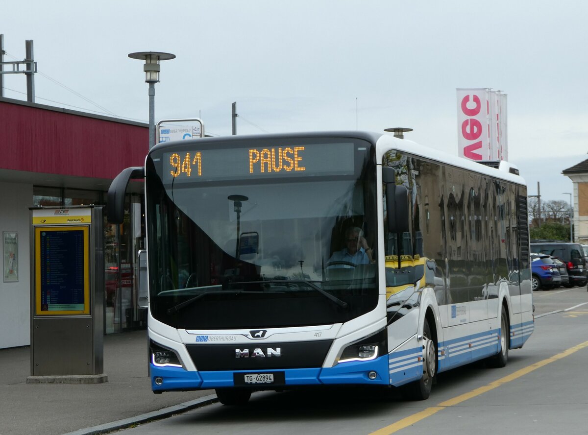 (248'528) - BOTG Amriswil - Nr. 417/TG 62'894 - MAN am 13. April 2023 beim Bahnhof Amriswil