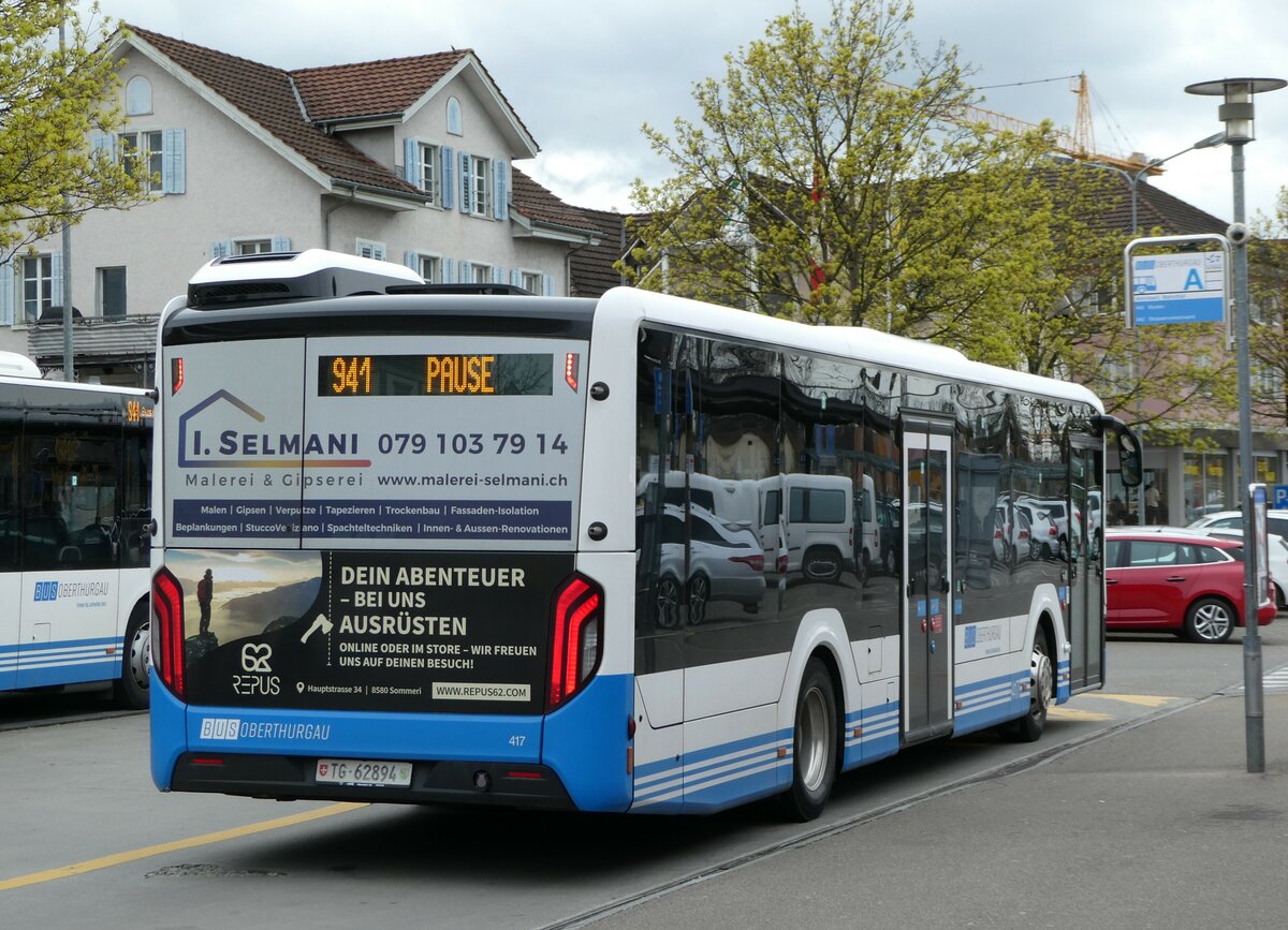 (248'529) - BOTG Amriswil - Nr. 417/TG 62'894 - MAN am 13. April 2023 beim Bahnhof Amriswil