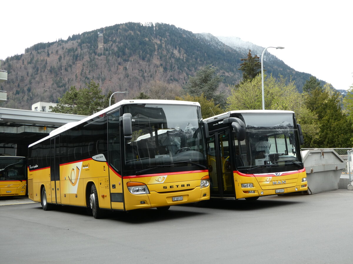 (248'556) - PostAuto Graubnden - GR 160'326/PID 10'046 - Setra (ex AutoPostale Ticino) am 15. April 2023 in Chur, Garage