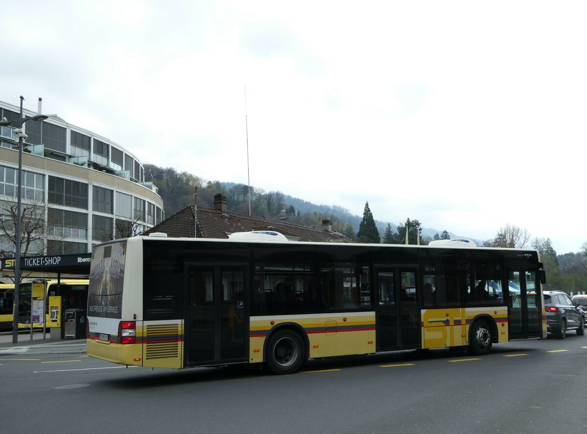 (248'860) - STI Thun - Nr. 129/BE 800'129 - MAN am 19. April 2023 beim Bahnhof Thun