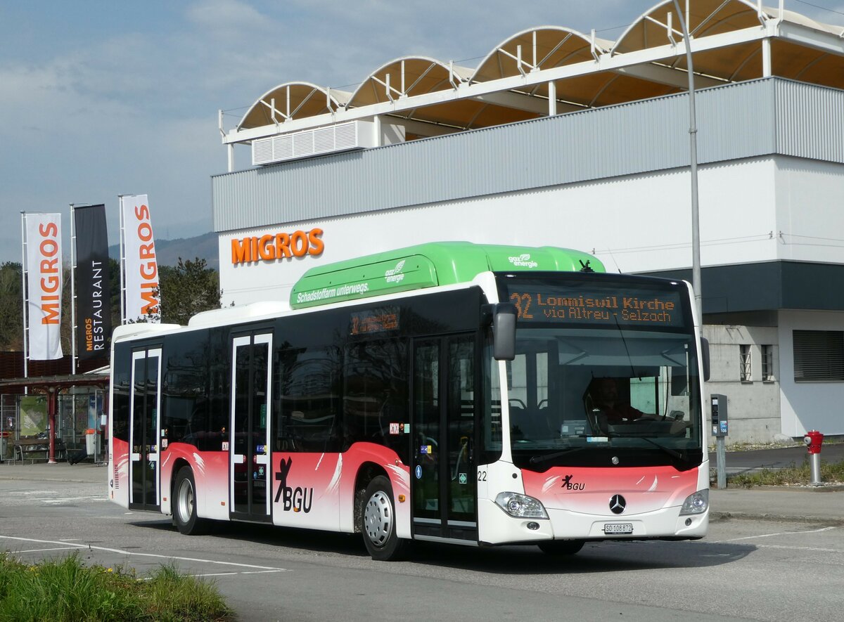 (249'016) - BGU Grenchen - Nr. 22/SO 108'872 - Mercedes am 22. April 2023 beim Bahnhof Grenchen Sd