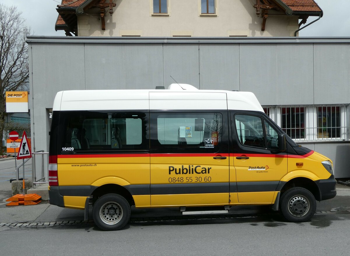 (249'113) - PostAuto Ostschweiz - AI 14'973/PID 10'409 - Mercedes (ex Haas, Eggerstanden) am 25. April 2023 beim Bahnhof Appenzell