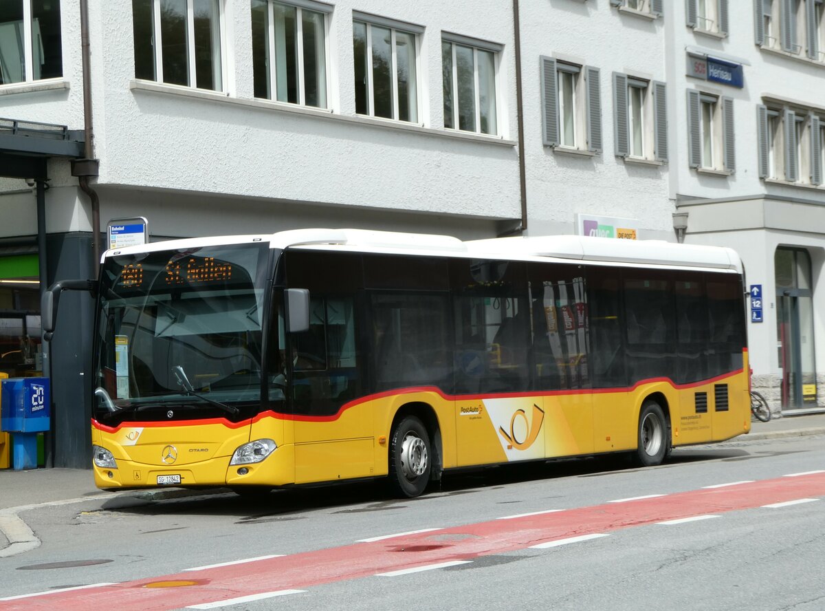 (249'144) - Postautobetriebe Unteres Toggenburg, Ganterschwil - SG 12'842/PID 11'660 - Mercedes am 25. April 2023 beim Bahnhof Herisau