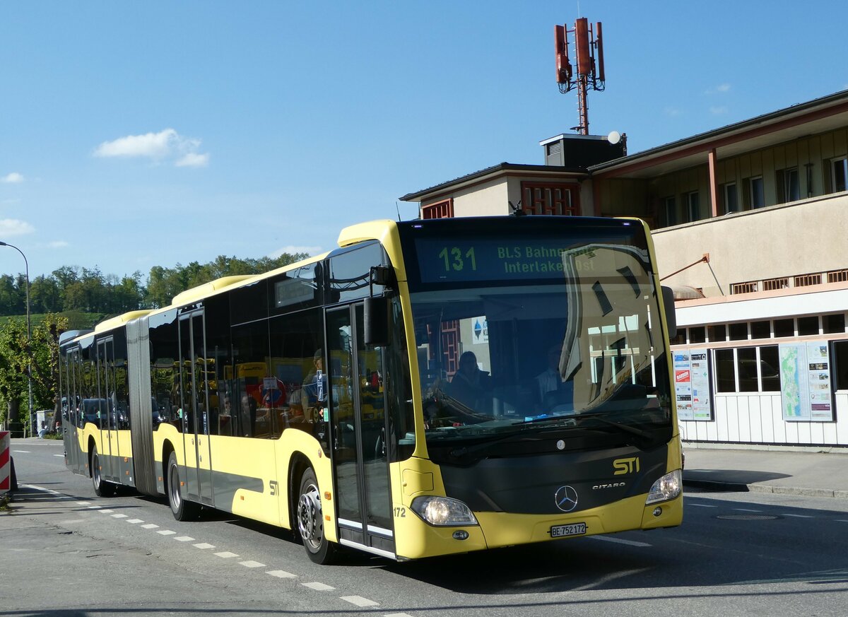 (249'509) - STI Thun - Nr. 172/BE 752'172 - Mercedes am 3. Mai 2023 beim Bahnhof Spiez