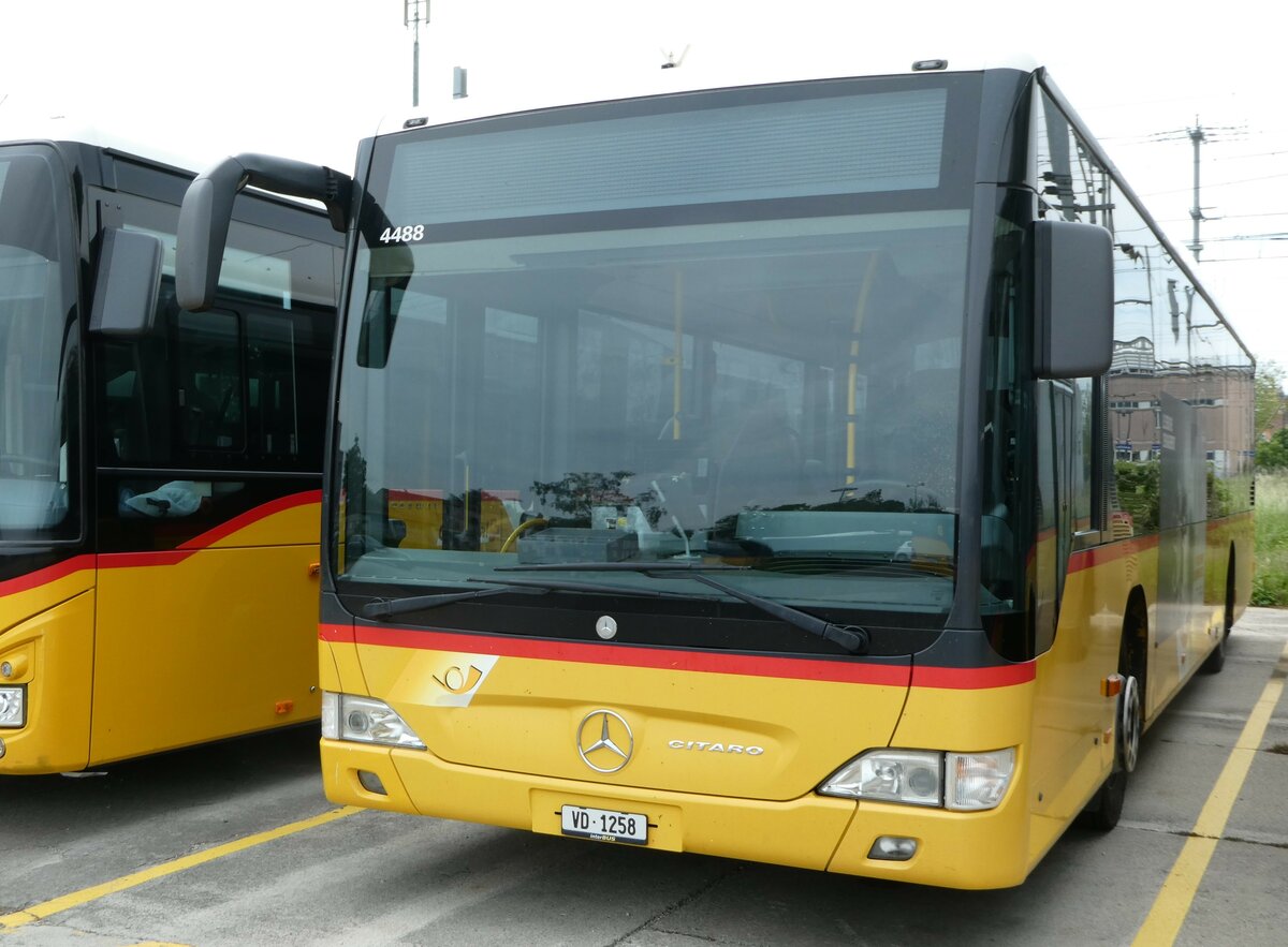 (250'177) - CarPostal Ouest - VD 1258/PID 4488 - Mercedes (ex TPB, Sdeilles) am 18. Mai 2023 in Yverdon, Garage