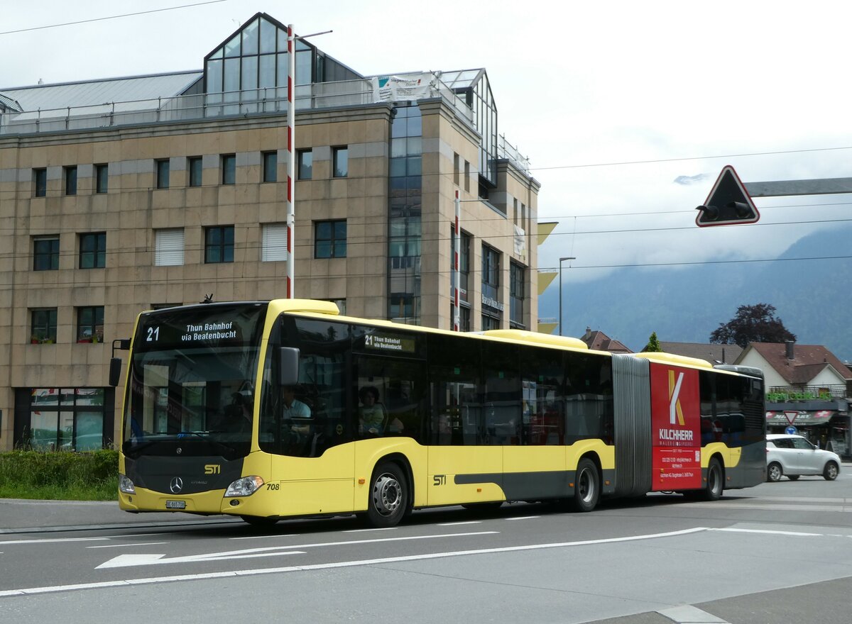 (250'254) - STI Thun - Nr. 708/BE 865'708 - Mercedes am 19. Mai 2023 beim Bahnhof Interlaken West