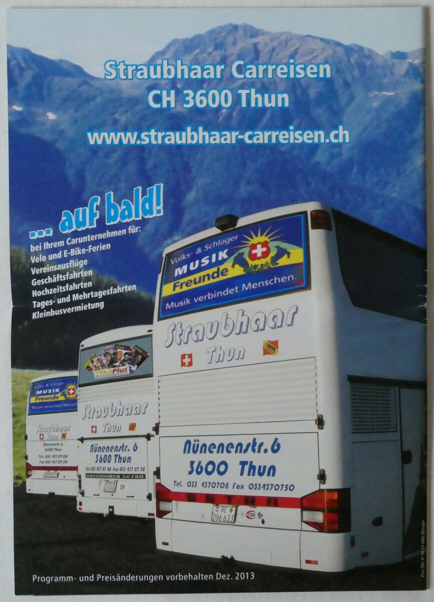 (251'346) - Straubhaar-Mit uns machte Reisen Freude! 2014 am 11. Juni 2023 in Thun (Rckseite)