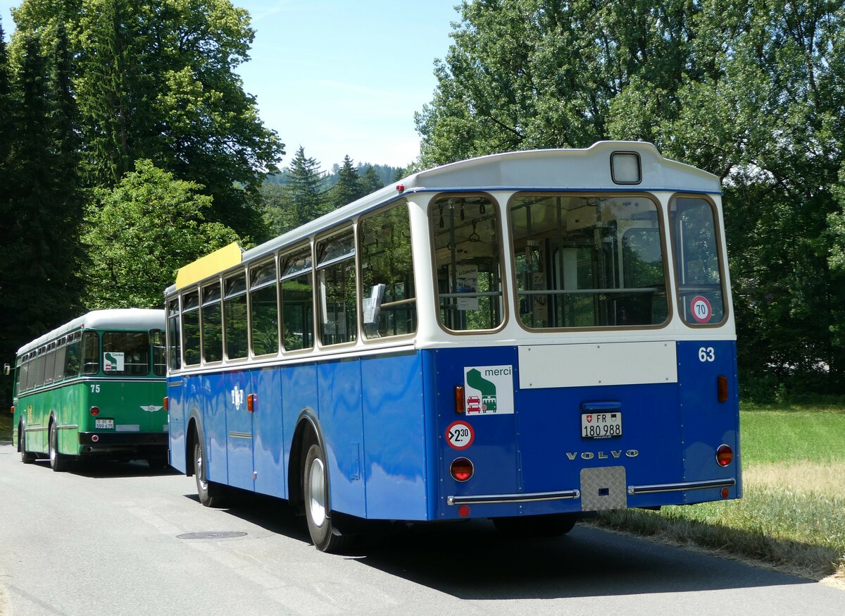 (251'712) - TF Fribourg (CTF) - Nr. 63/FR 180'988 - Volvo/Hess (ex TPF Fribourg Nr. 63; ex TF Fribourg Nr. 63) am 18. Juni 2023 bei Oberburg