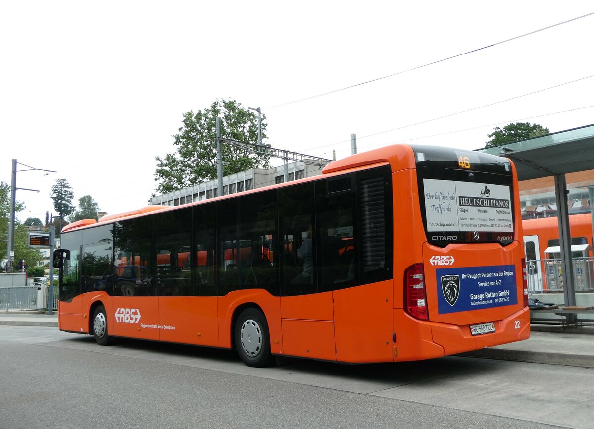 (251'856) - RBS Worblaufen - Nr. 22/BE 548'722 - Mercedes am 22. Juni 2023 beim Bahnhof Bolligen