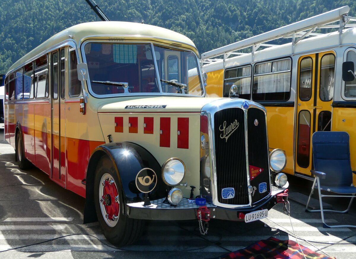 (251'980) - Imfeld, Sachseln - LU 91'695 U - Saurer/Tscher (ex Ltscher, Neuheim) am 24. Juni 2023 in Interlaken, Flugplatz