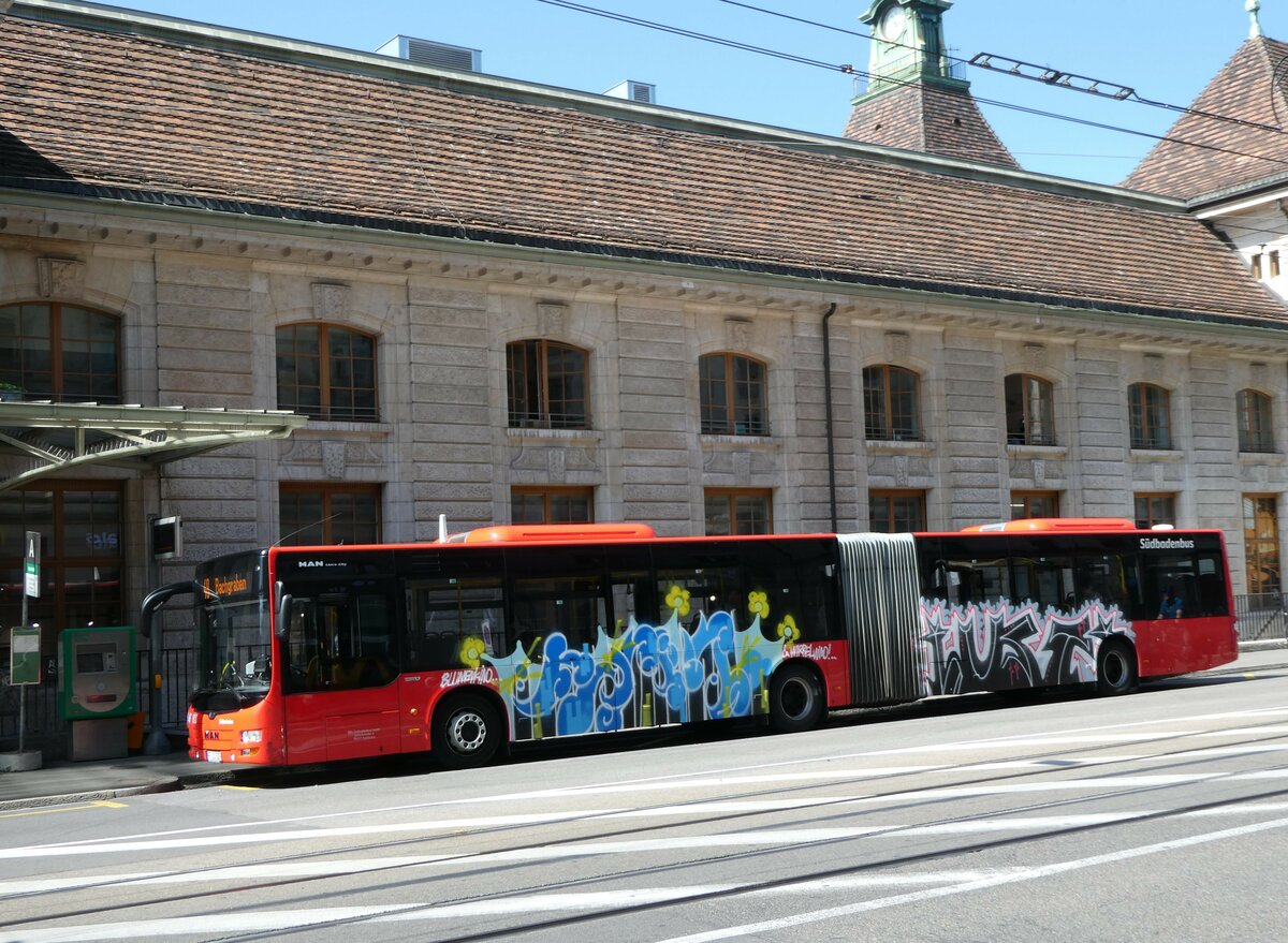 (252'402) - Aus Deutschland: SBG Freiburg - FR-JS 529 - MAN am 7. Juli 2023 beim Bahnhof Basel