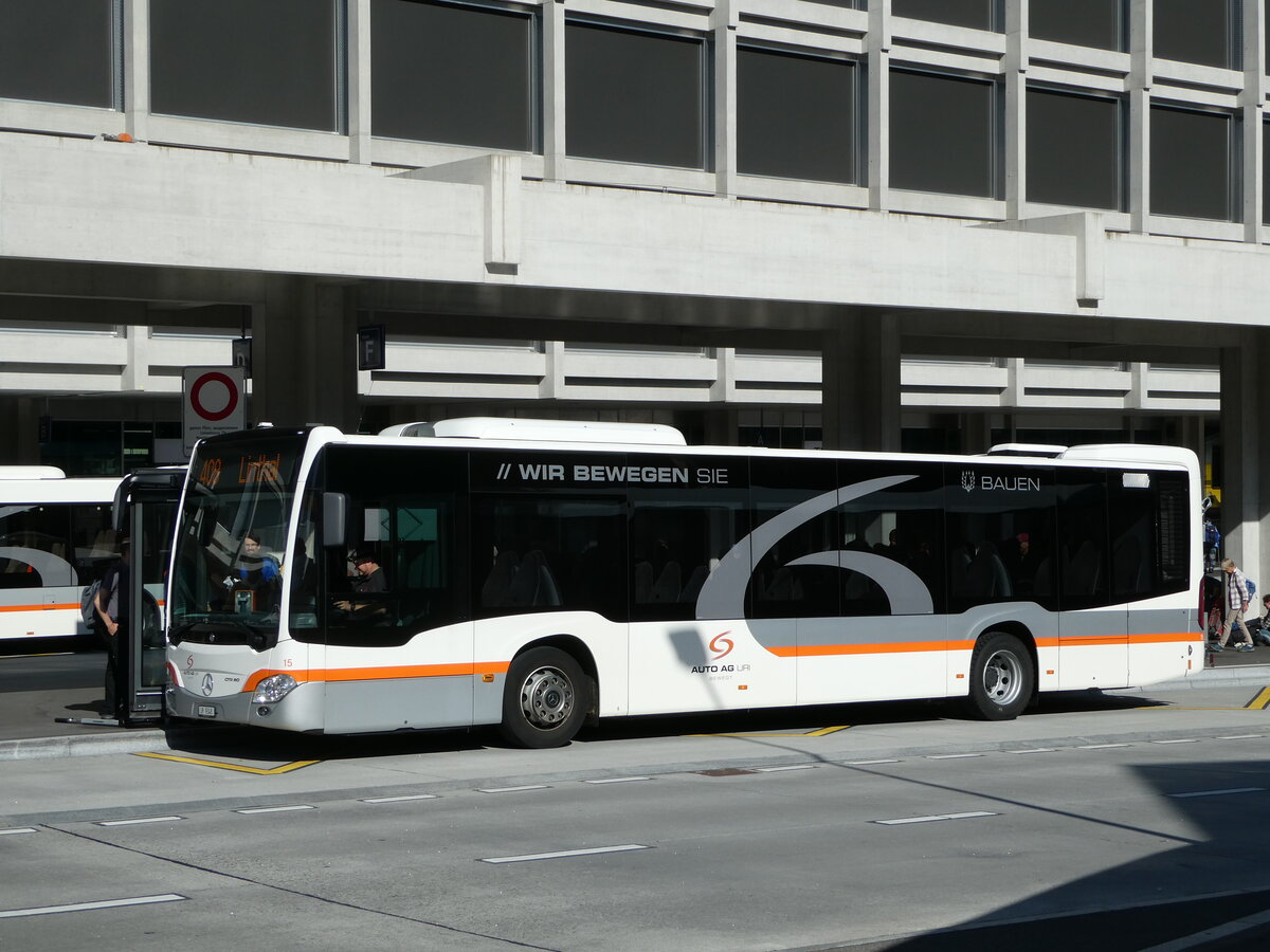 (252'688) - AAGU Altdorf - Nr. 15/UR 9348 - Mercedes am 15. Juli 2023 beim Bahnhof Altdorf