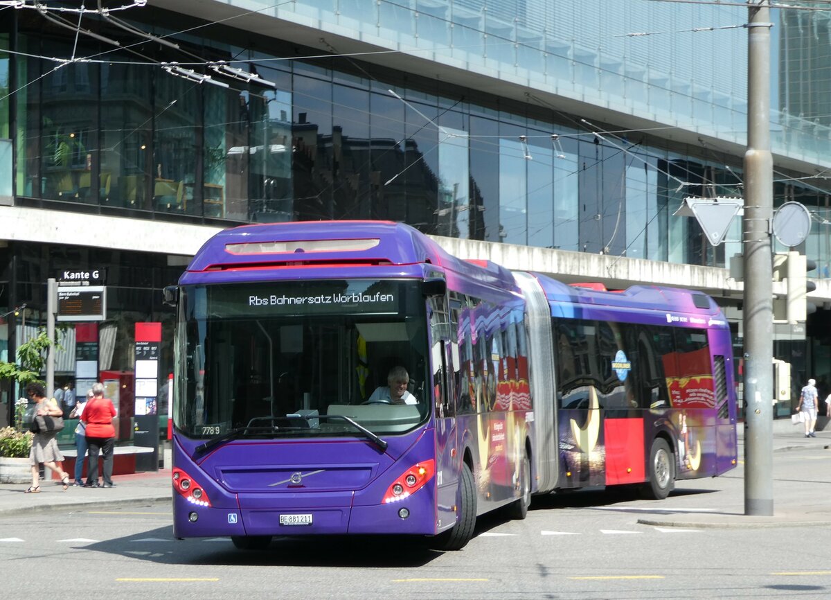 (252'782) - Bernmobil, Bern - Nr. 211/BE 881'211 - Volvo am 19. Juli 2023 beim Bahnhof Bern