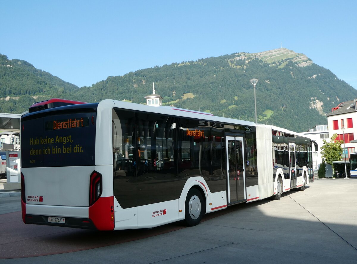 (252'867) - AAGS Schwyz - Nr. 35/SZ 47'635 - MAN am 23. Juli 2023 beim Bahnhof Arth-Goldau