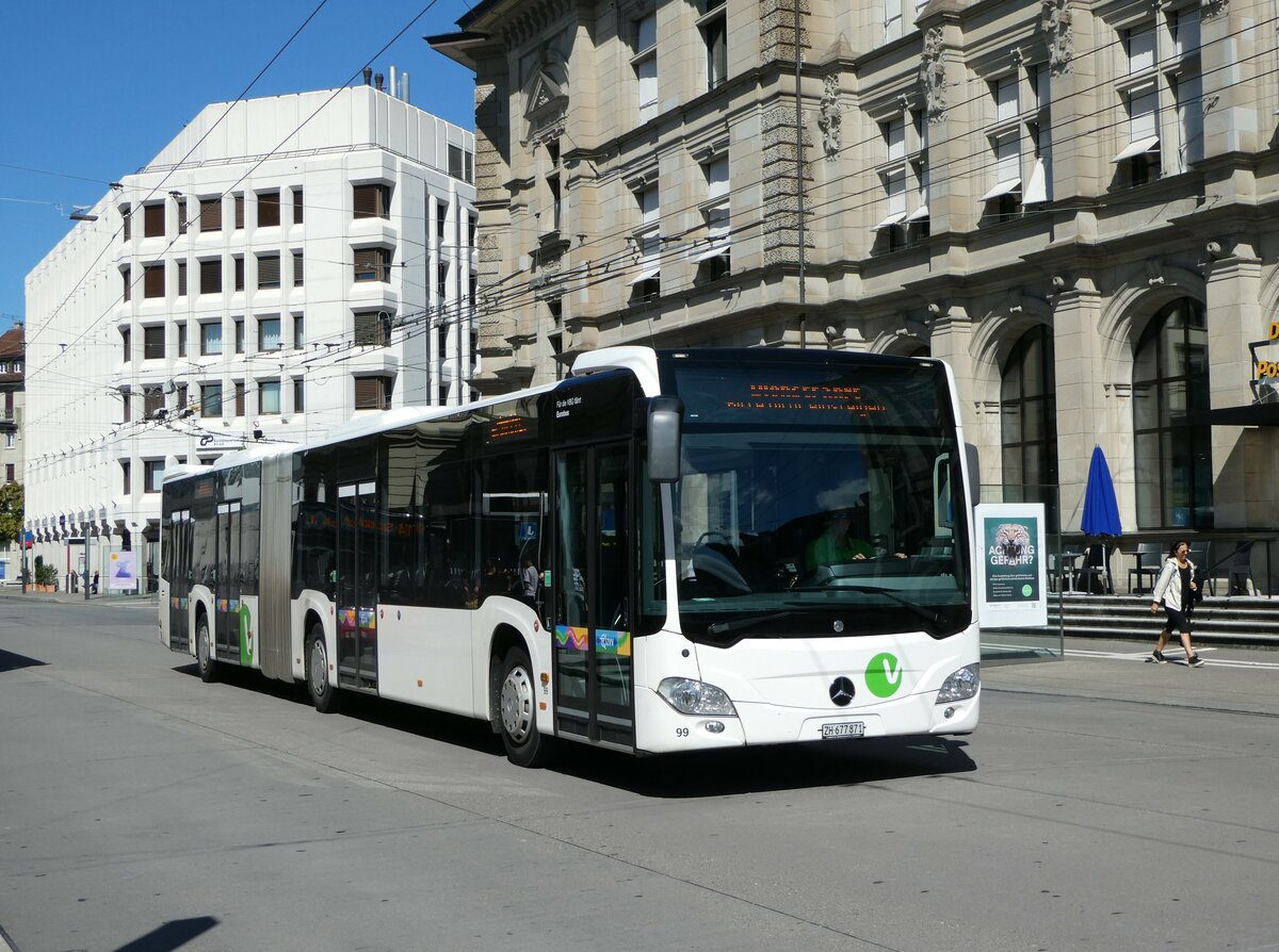 (253'367) - Welti-Furrer, Bassersdorf - Nr. 99/ZH 677'871 - Mercedes (ex Nr. 71) am 3. August 2023 beim Hauptbahnhof Winterthur