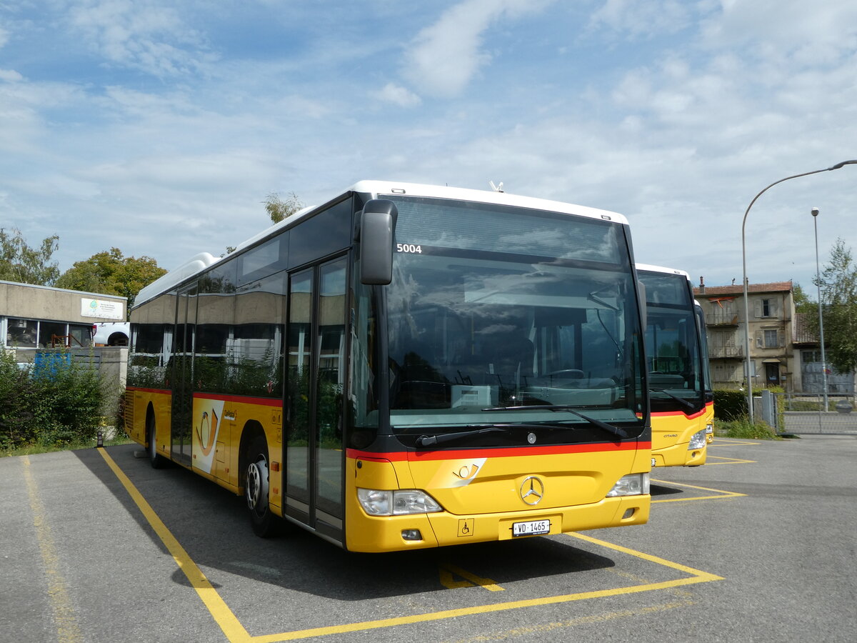 (253'749) - CarPostal Ouest - VD 1465/PID 5004 - Mercedes (ex TPB, Sdeilles) am 12. August 2023 in Yverdon, Garage