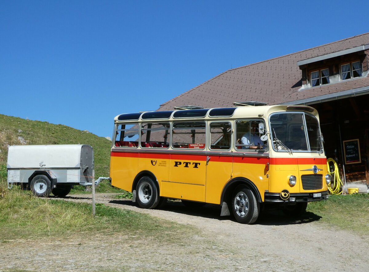 (255'074) - Schmid, Thrishaus - Nr. 9/BE 26'105 - Saurer/R&J (ex Geiger, Adelboden Nr. 9) am 10. September 2023 auf der Bundalp