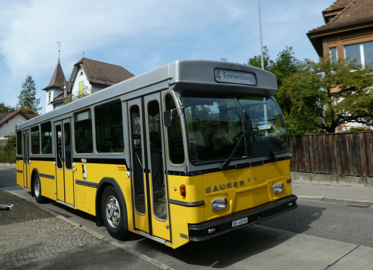 (255'338) - Wanner, Schleitheim - SH 48'096 - Saurer/Hess (ex Ruklic, Schaffhausen; ex VBSH Schaffhausen Nr. 40; ex VBSH Schaffhausen Nr. 19) am 17. September 2023 in Schaffhausen, Feldstrasse