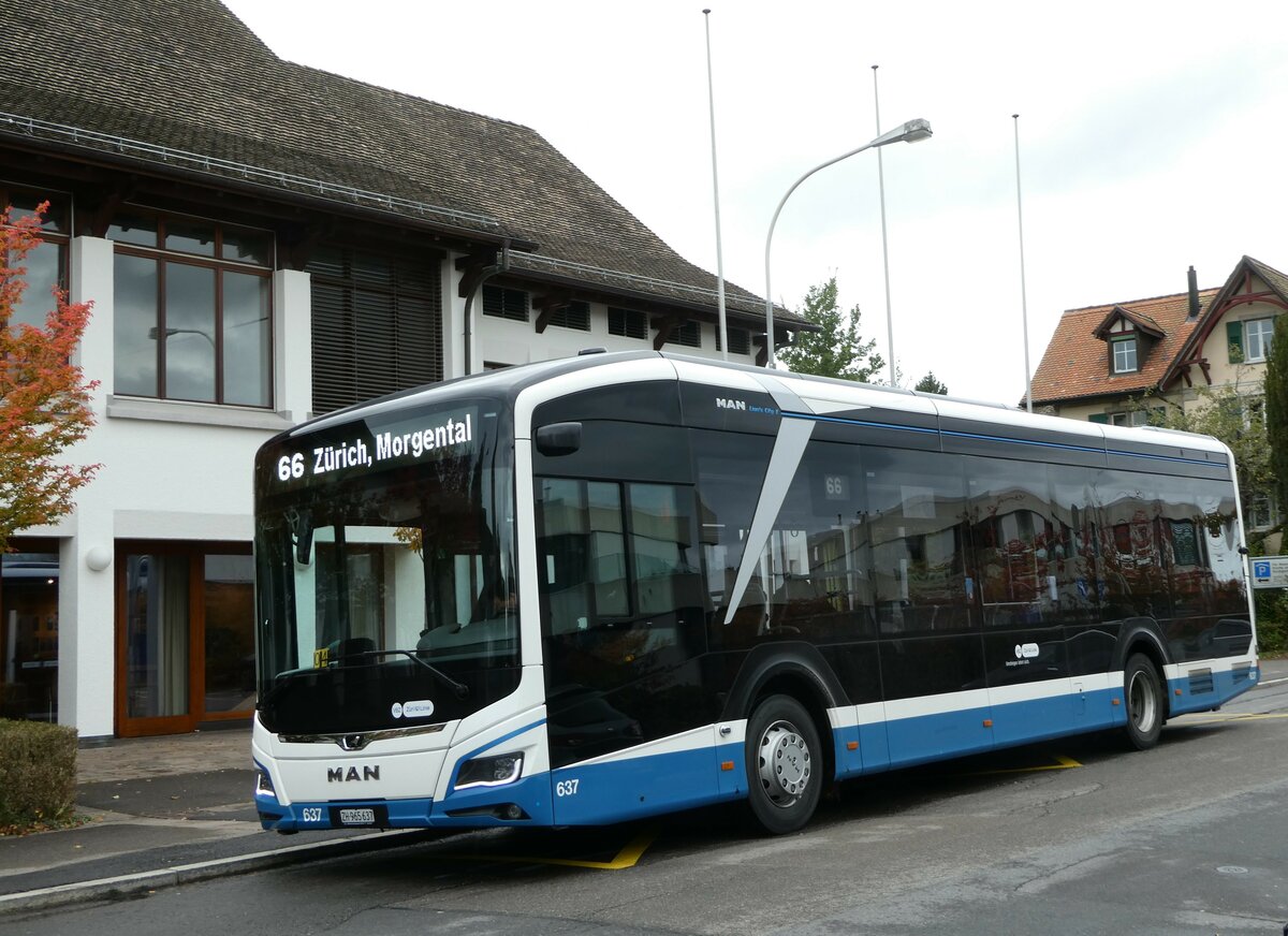 (256'263) - VBZ Zrich - Nr. 637/ZH 965'637 - MAN am 21. Oktober 2023 in Kilchberg, Kirche