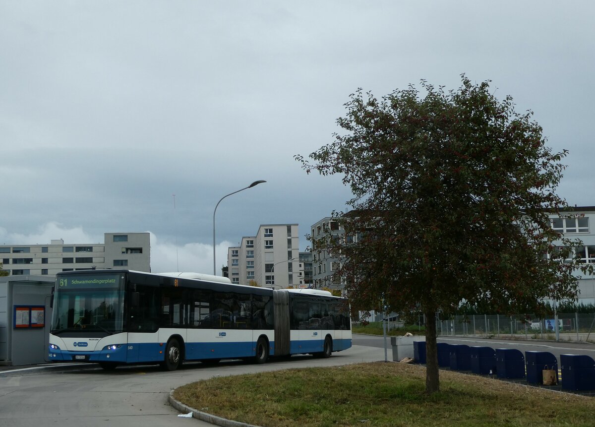 (256'348) - VBZ Zrich - Nr. 540/ZH 730'540 - Neoplan am 21. Oktober 2023 in Zrich, Mhlacker