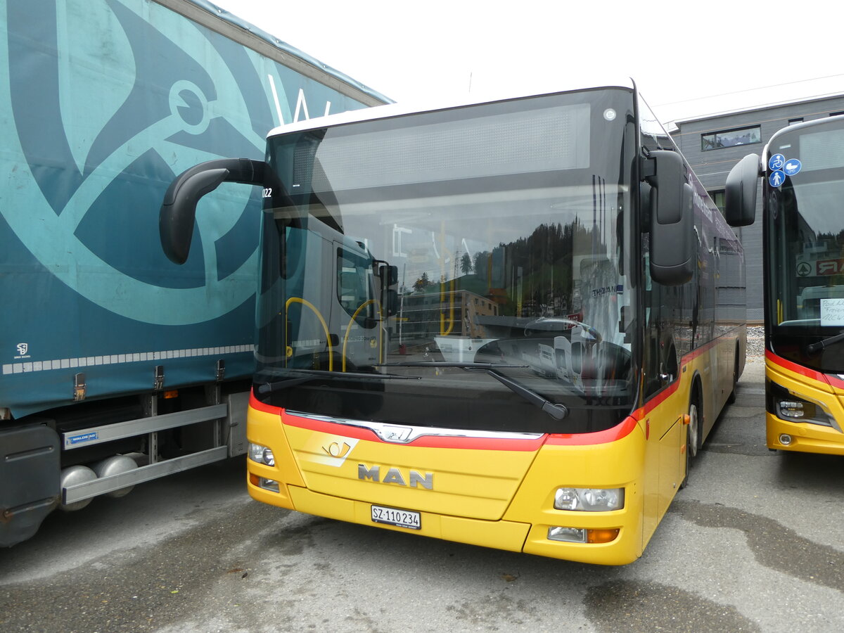 (257'091) - PostAuto Ostschweiz - SZ 110'234/PID 10'022 - MAN (ex Lienert&Ehrler, Einsiedeln; ex Schuler, Feusisberg) am 18. November 2023 in Schmerikon, Thomann