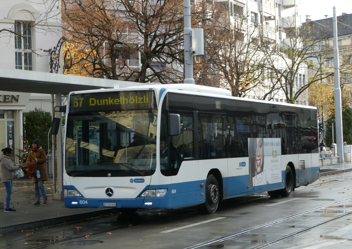 (257'230) - VBZ Zrich - Nr. 604/ZH 745'604 - Mercedes am 24. November 2023 in Zrich, Schmiede Wiedikon