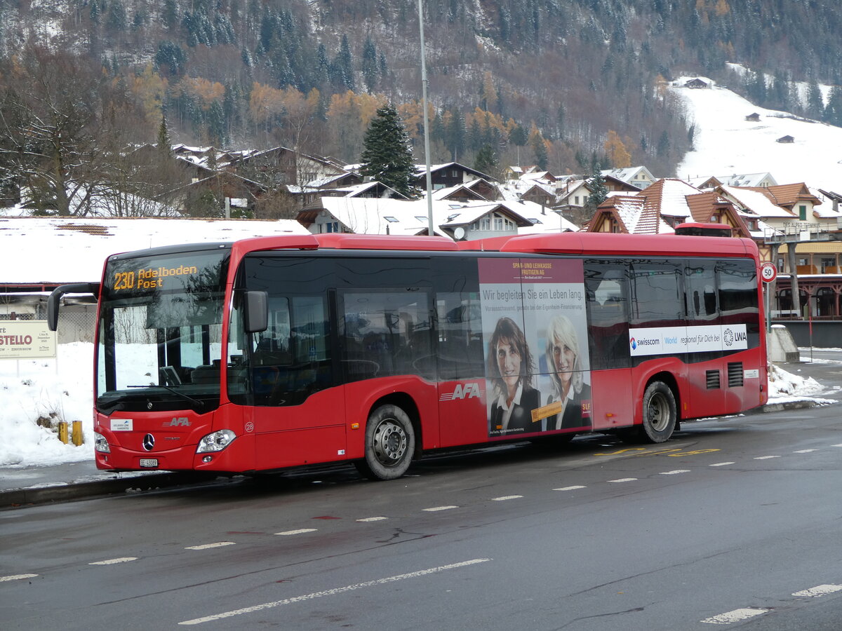 (257'242) - AFA Adelboden - Nr. 28/BE 43'089 - Mercedes am 27. November 2023 beim Bahnhof Frutigen