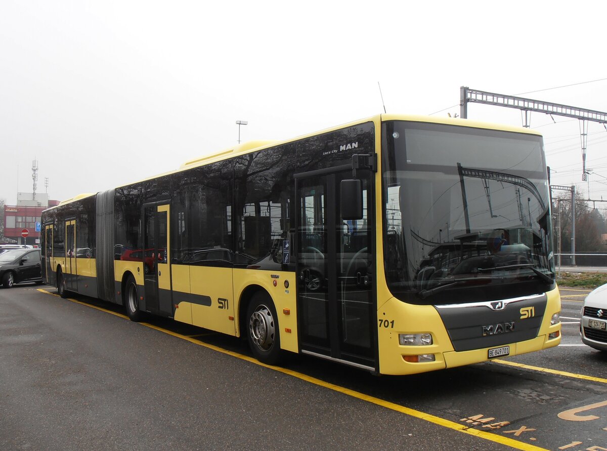 (257'701) - STI Thun - Nr. 701/BE 849'701 - MAN am 18. Dezember 2023 in Thun, CarTerminal