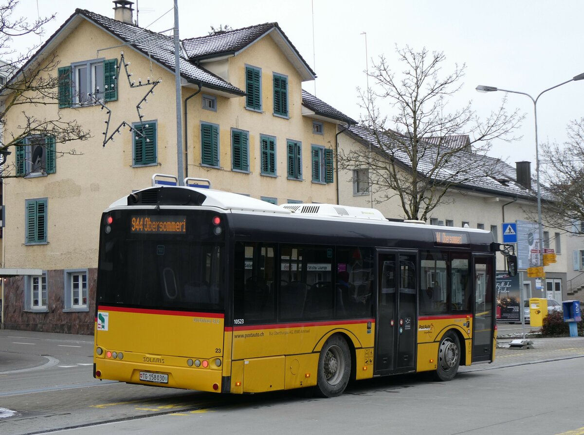 (258'511) - BOTG Amriswil - Nr. 23/TG 158'030/PID 10'523 - Solaris am 9. Januar 2024 beim Bahnhof Amriswil