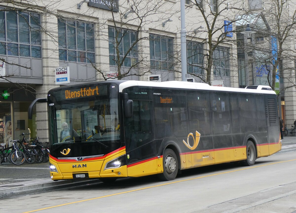 (258'531) - PostAuto Ostschweiz - TG 158'065/PID 11'924 - MAN am 9. Januar 2024 beim Bahnhof Frauenfeld