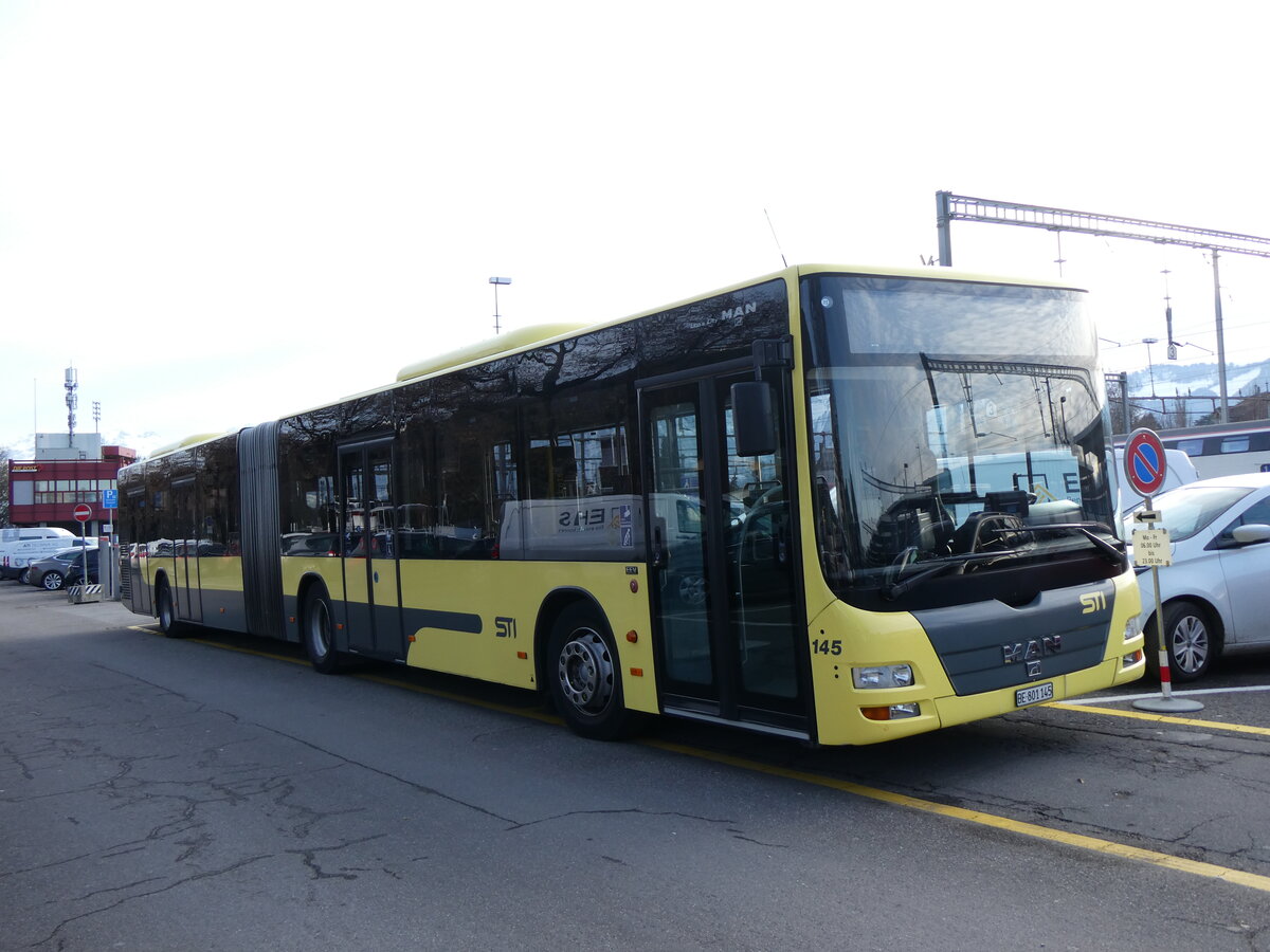 (258'757) - STI Thun - Nr. 145/BE 801'145 - MAN am 16. Januar 2024 in Thun, CarTerminal