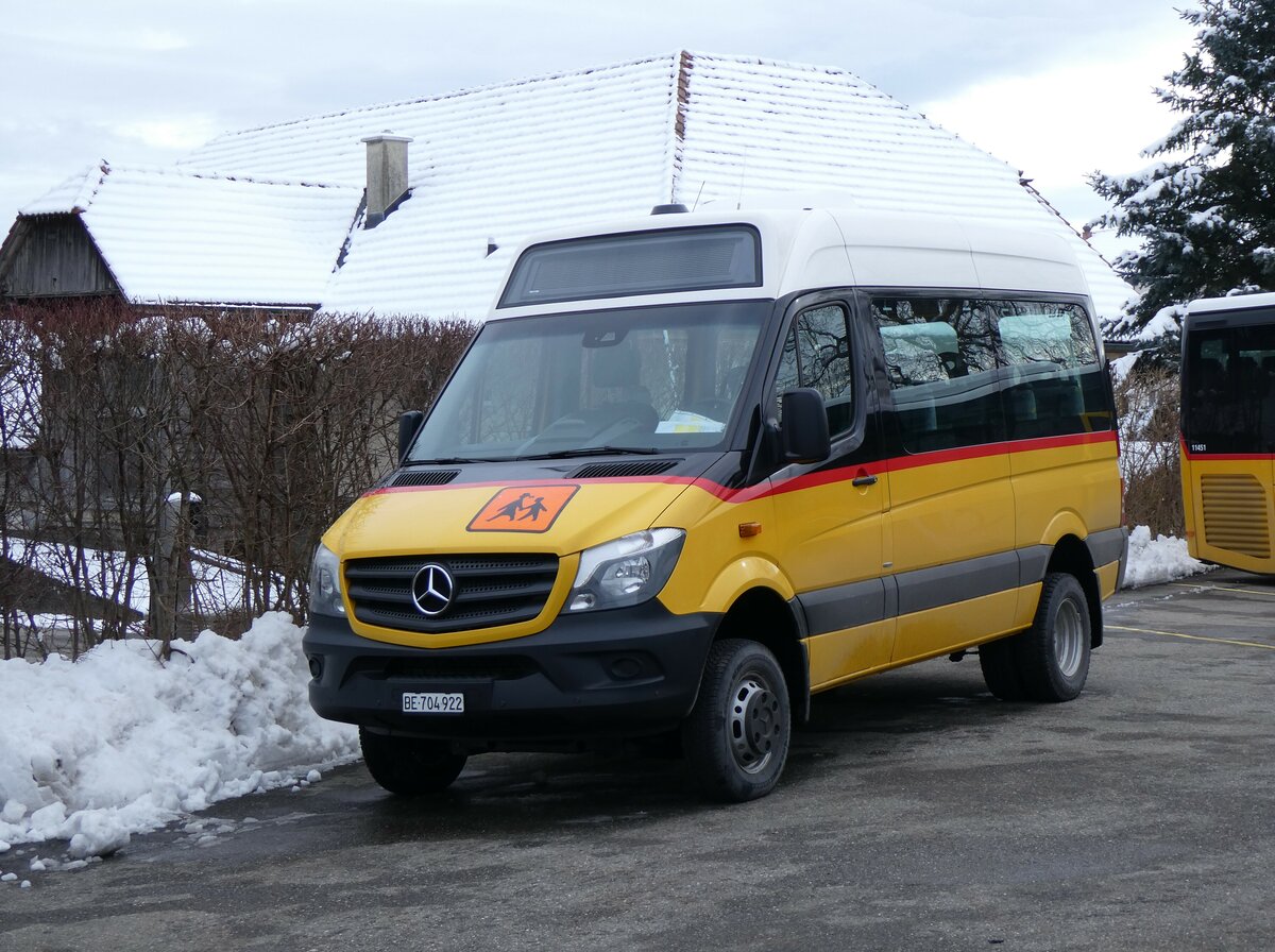 (258'838) - Engeloch, Riggisberg - Nr. 16/BE 704'922/PID 10'410 - Mercedes (ex PostAuto Ostschweiz Nr. 1; ex Haas, Appenzell) am 22. Januar 2024 in Riggisberg, Garage