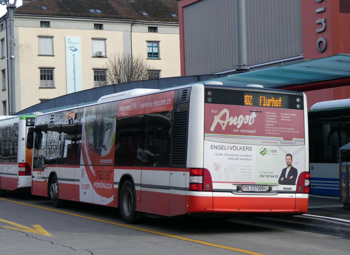 (259'048) - StadtBUS, Frauenfeld - Nr. 708/TG 237'008 - MAN (ex PostAuto Ostschweiz PID 10'032) am 2. Februar 2024 beim Bahnhof Frauenfeld