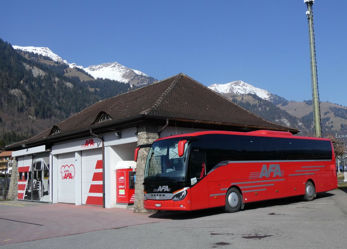 (259'811) - AFA Adelboden - Nr. 26/BE 26'708 - Setra am 29. Februar 2024 beim Bahnhof Frutigen