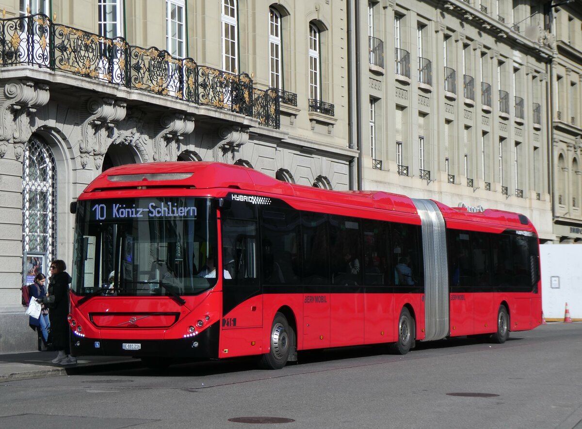 (259'822) - Bernmobil, Bern - Nr. 216/BE 881'216 - Volvo am 29. Februar 2024 in Bern, Bundesplatz