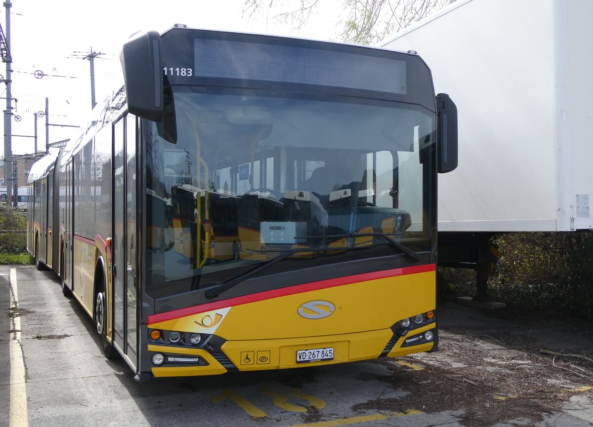 (260'819) - CarPostal Ouest - VD 267'845/PID 11'183 - Solaris am 29. Mrz 2024 in Yverdon, Garage