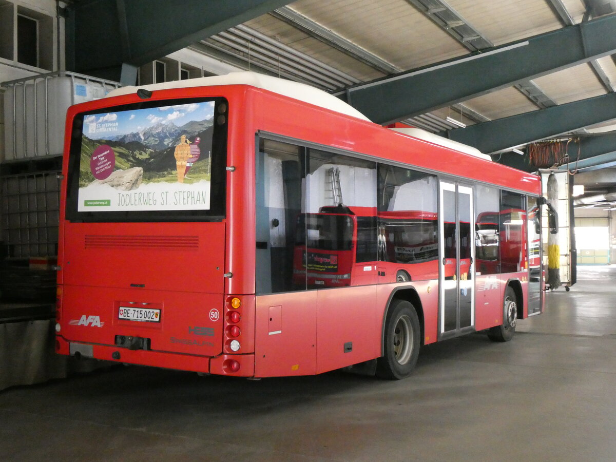 (261'011) - AFA Adelboden - Nr. 50/BE 715'002 - Scania/Hess am 5. April 2024 in Adelboden, Busstation