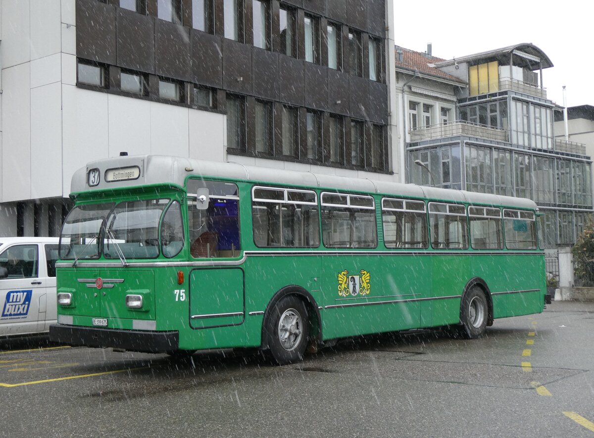 (261'594) - BVB Basel (RWB) - Nr. 75/BE 399'675 - FBW/FHS am 21. April 2024 beim Bahnhof Burgdorf