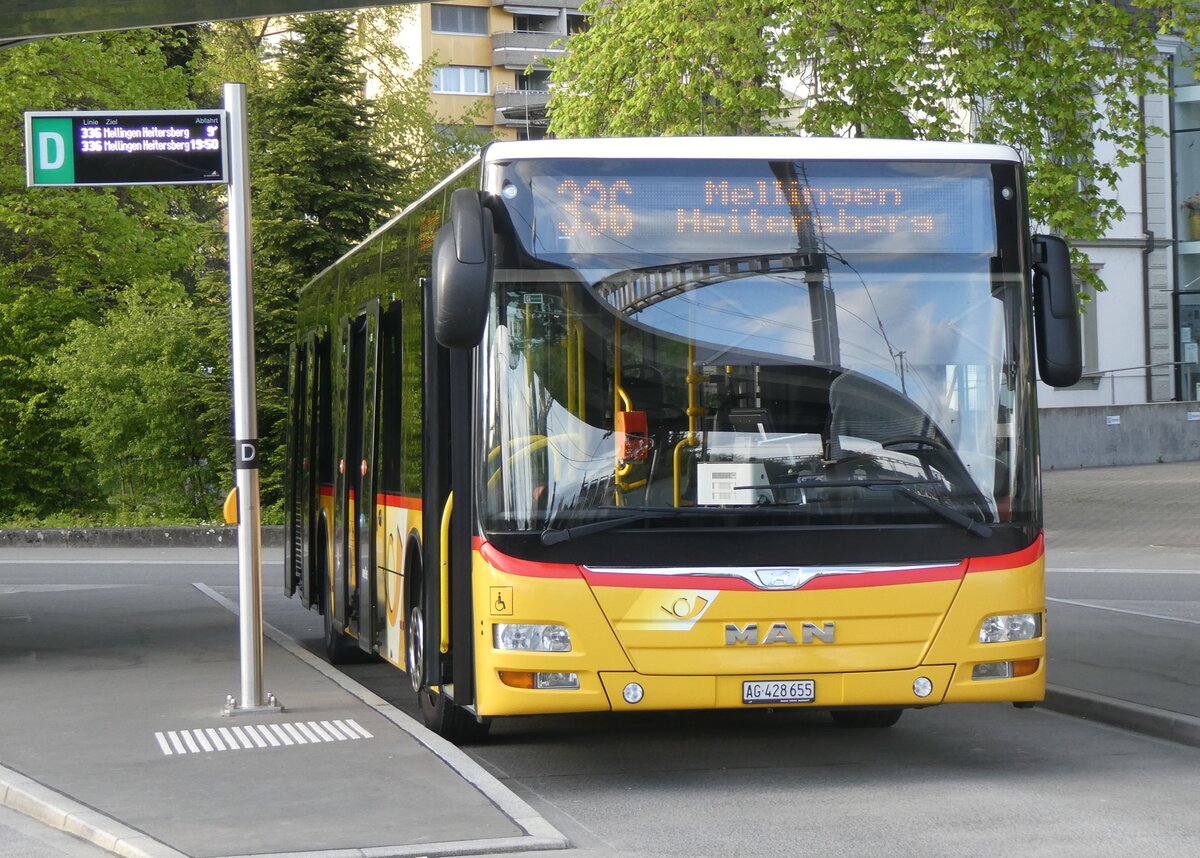 (261'780) - Geissmann, Hgglingen - AG 428'655/PID 10'615 - MAN am 27. April 2024 beim Bahnhof Wohlen