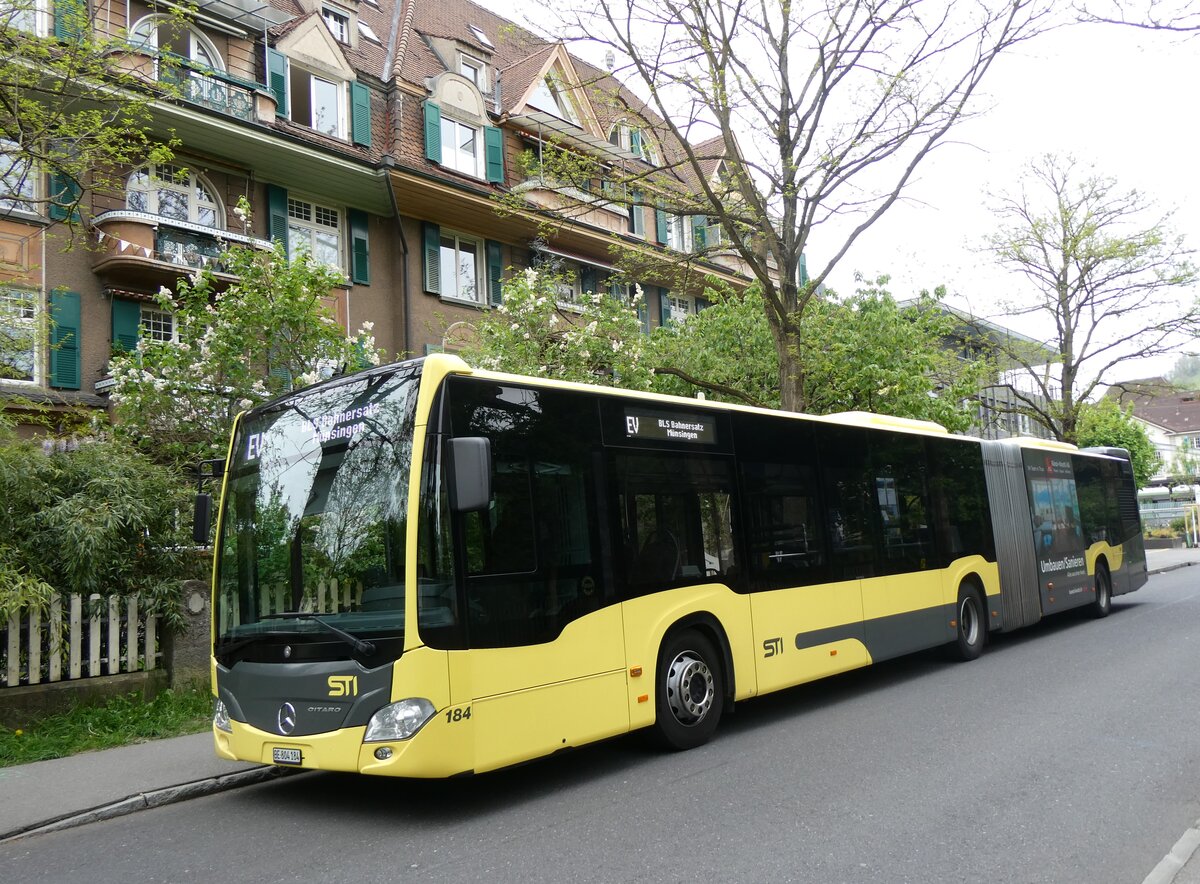 (261'853) - STI Thun - Nr. 184/BE 804'184 - Mercedes am 30. April 2024 beim Bahnhof Thun (Kante X)