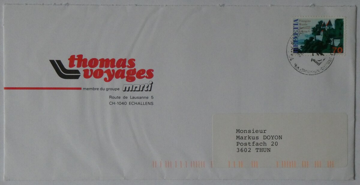 (262'293) - thomas-Briefumschlag vom 29. Juli 1998 in Thun