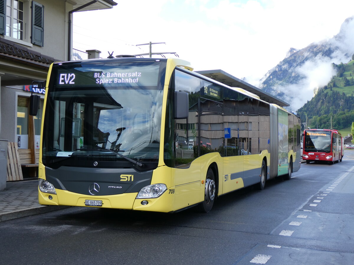 (262'761) - STI Thun - Nr. 709/BE 865'709 - Mercedes am 22. Mai 2024 beim Bahnhof Frutigen