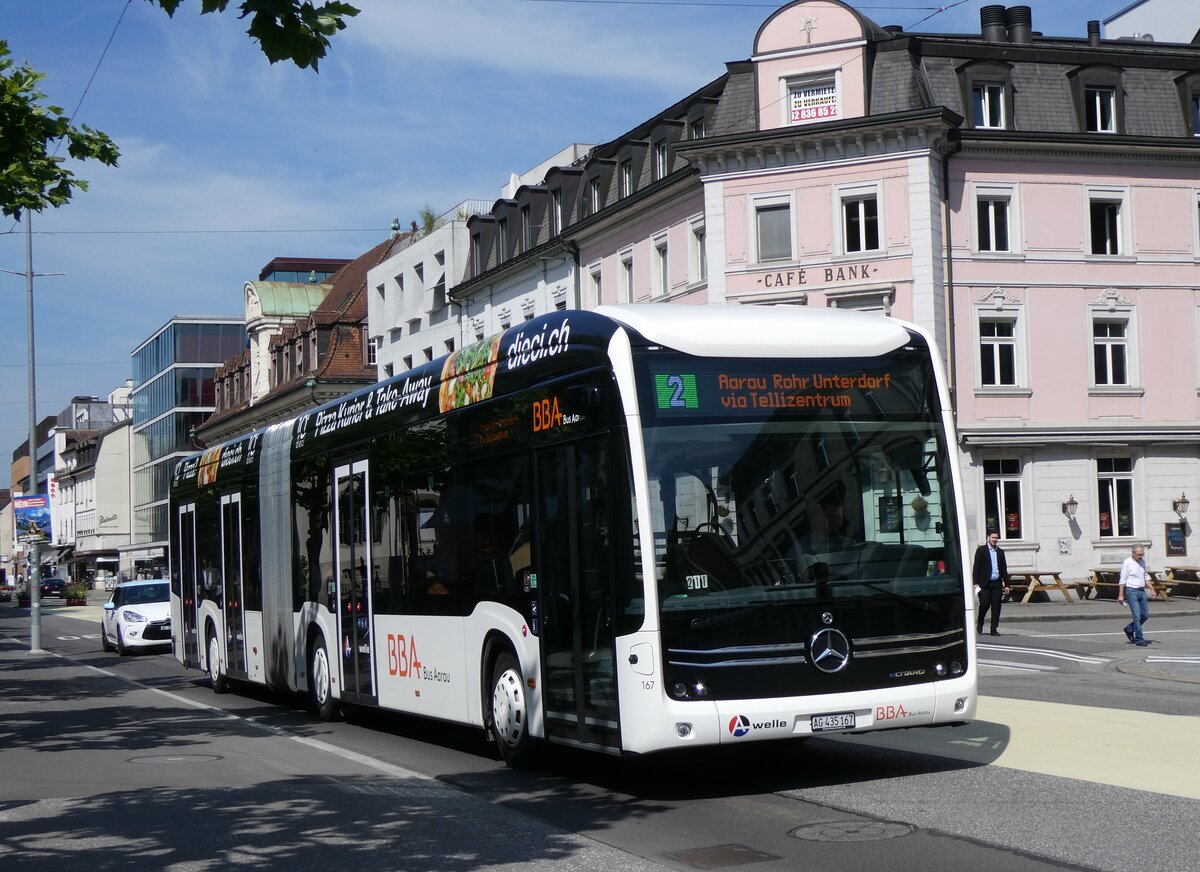 (263'400) - BBA Aarau - Nr. 167/AG 435'167 - eMercedes am 6. Juni 2024 beim Bahnhof Aarau