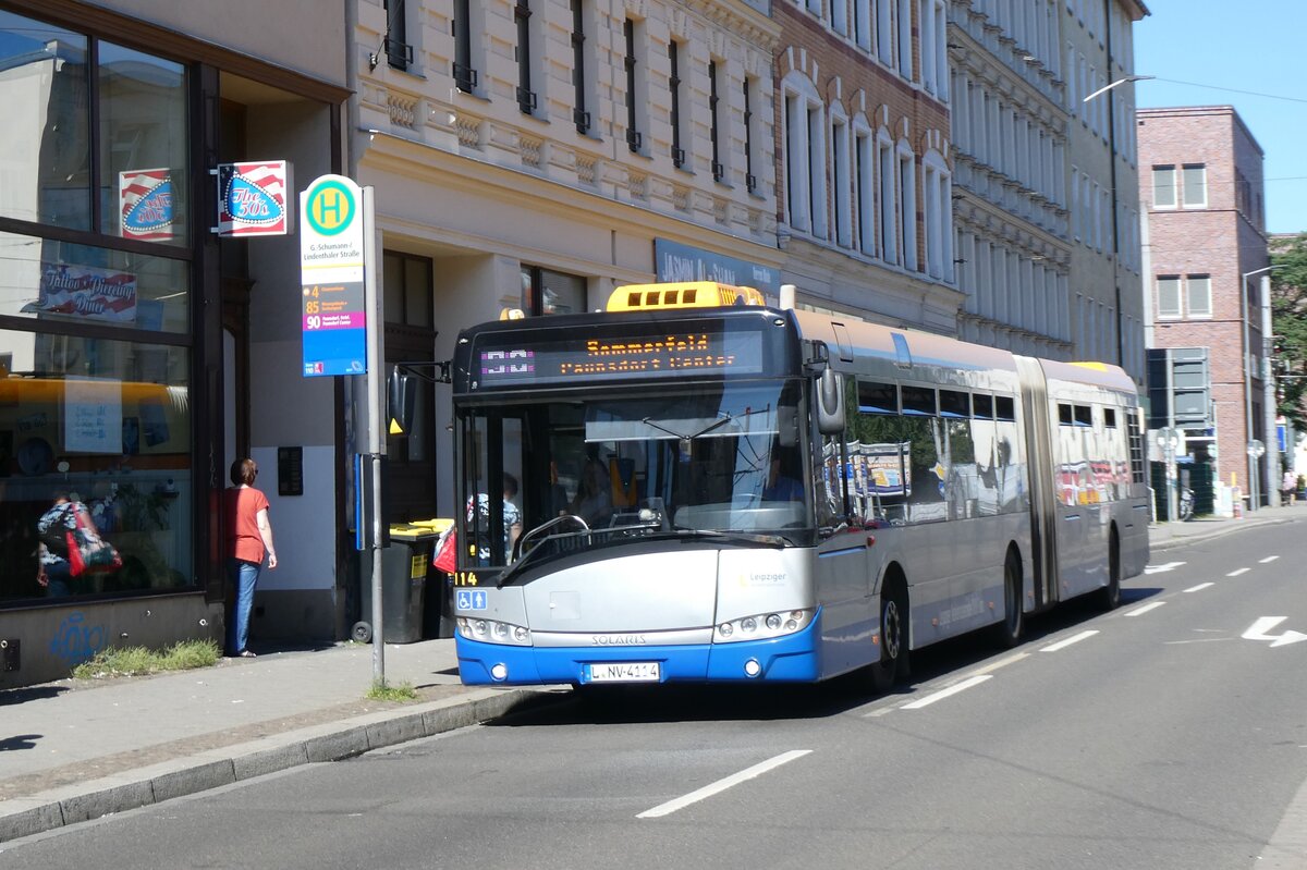 (264'432) - LVB Leipzig - Nr. 14'114/L-NV 4114 - Solaris am 9. Juli 2024 in Leipzig, G.-Schumann-/Lindenthaler Strasse